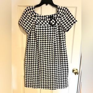 Chris McLaughlin Dress, Black and White Houndstooth Pattern, Size 12